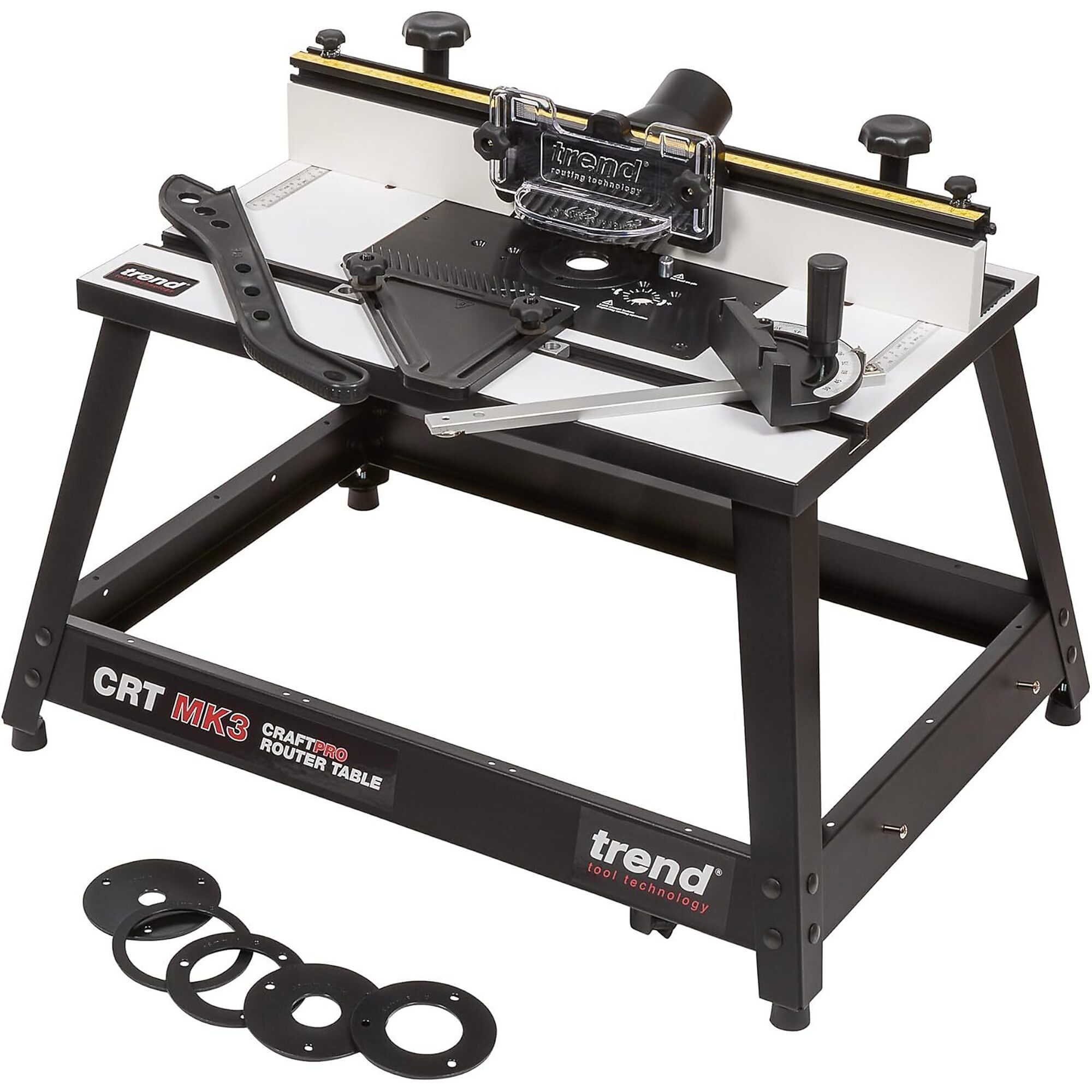 Trend CRT Portable Benchtop Router Table, Steel Frame, 24x16 inch Tabletop, Dust Control, Compact Design, CRT/MK3